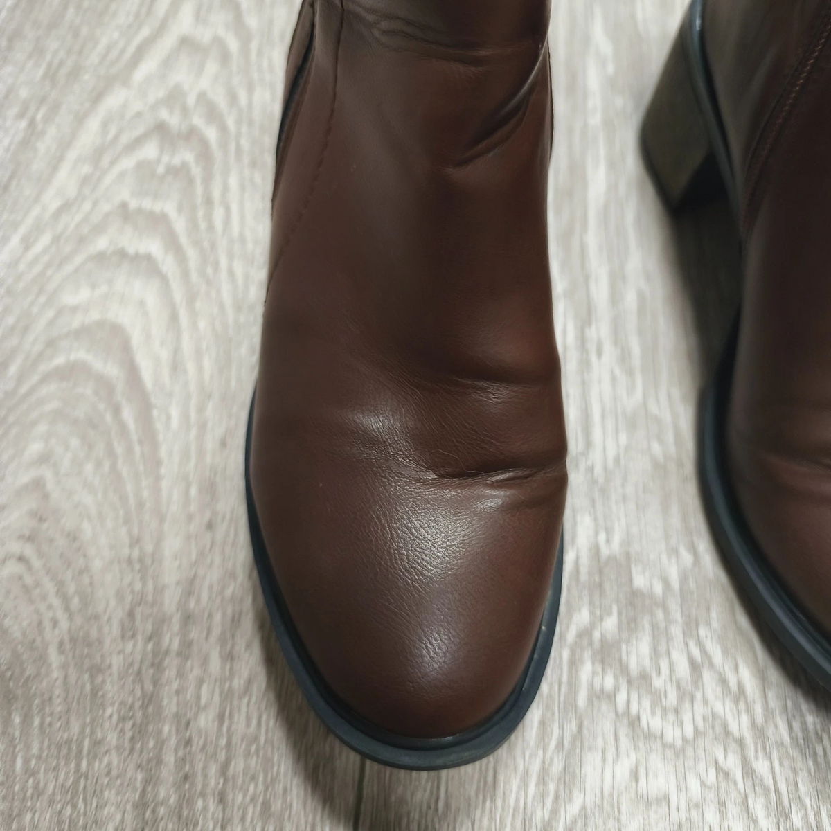 Next Womens Brown Ankle Boots Block Heel Side Zip Size UK 5 EU 38 US 7 – 7.5