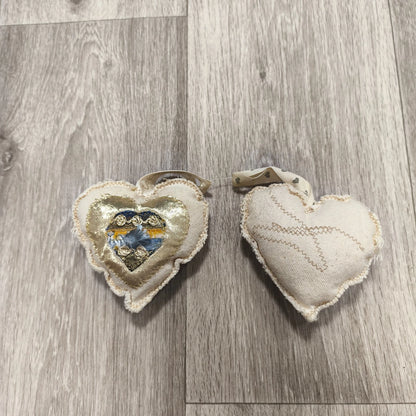 Set 2 Leicestershire Club You 2011 Fabric Heart Hanging Ornaments Gold Decor