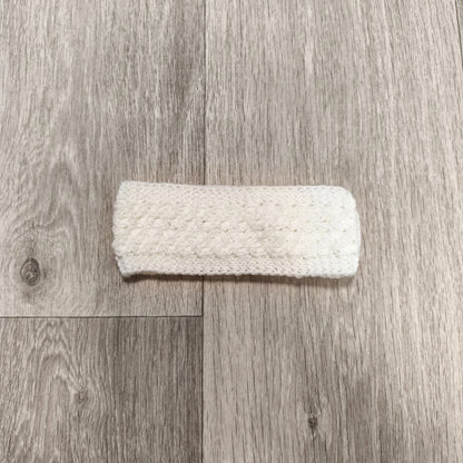White Knit Headband Ear Warmer Soft Textured Cable Knit Winter Hair Band