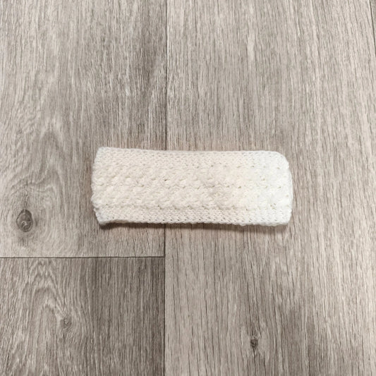 White Knit Headband Ear Warmer Soft Textured Cable Knit Winter Hair Band
