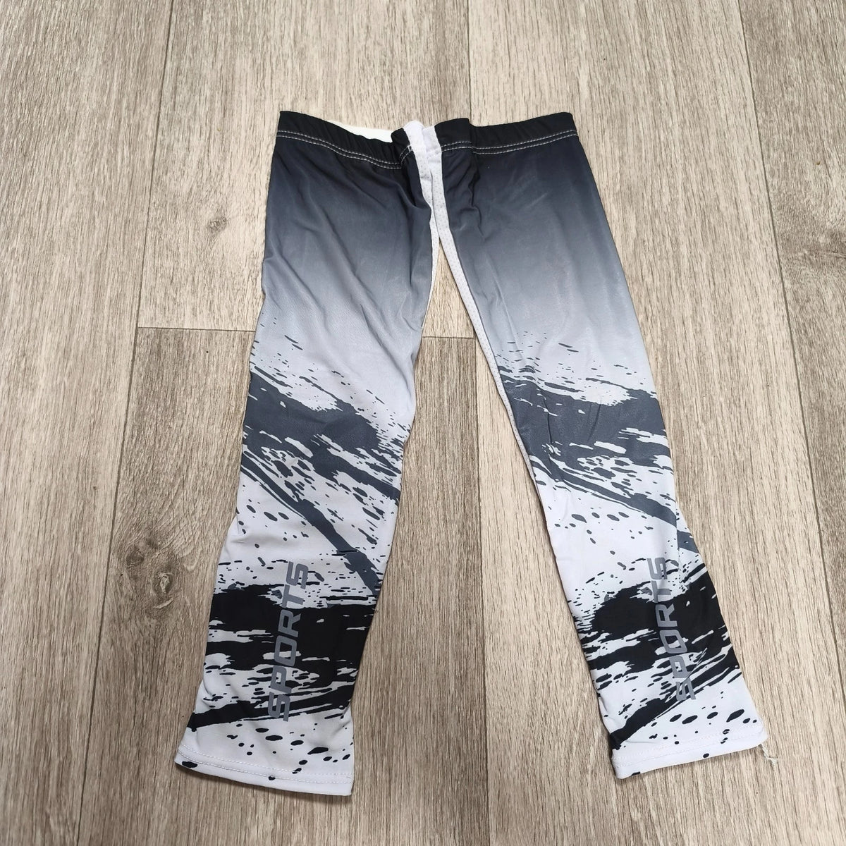 Unbranded Sports Compression Sleeves Black White Grey Gradient Mesh Pair