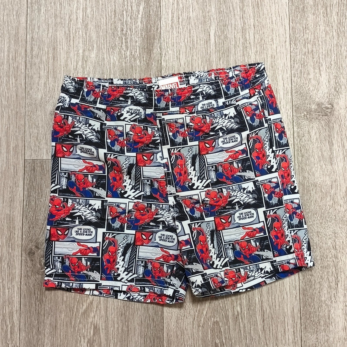 Marvel Spider-Man Boys Swim Shorts Trunks Size 5-6 Years Comic Print Swimwear
