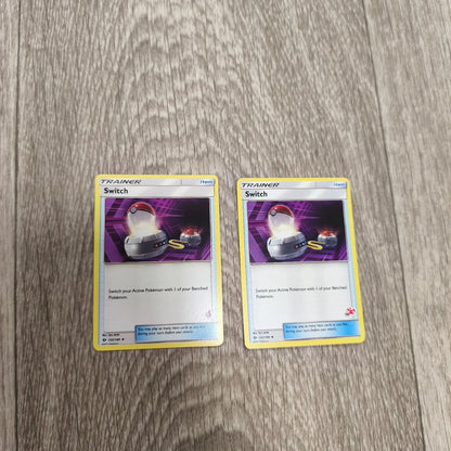 Pokemon TCG Switch 132/149 Trainer Item Card Lot of 2 Sun & Moon Deck Stamped