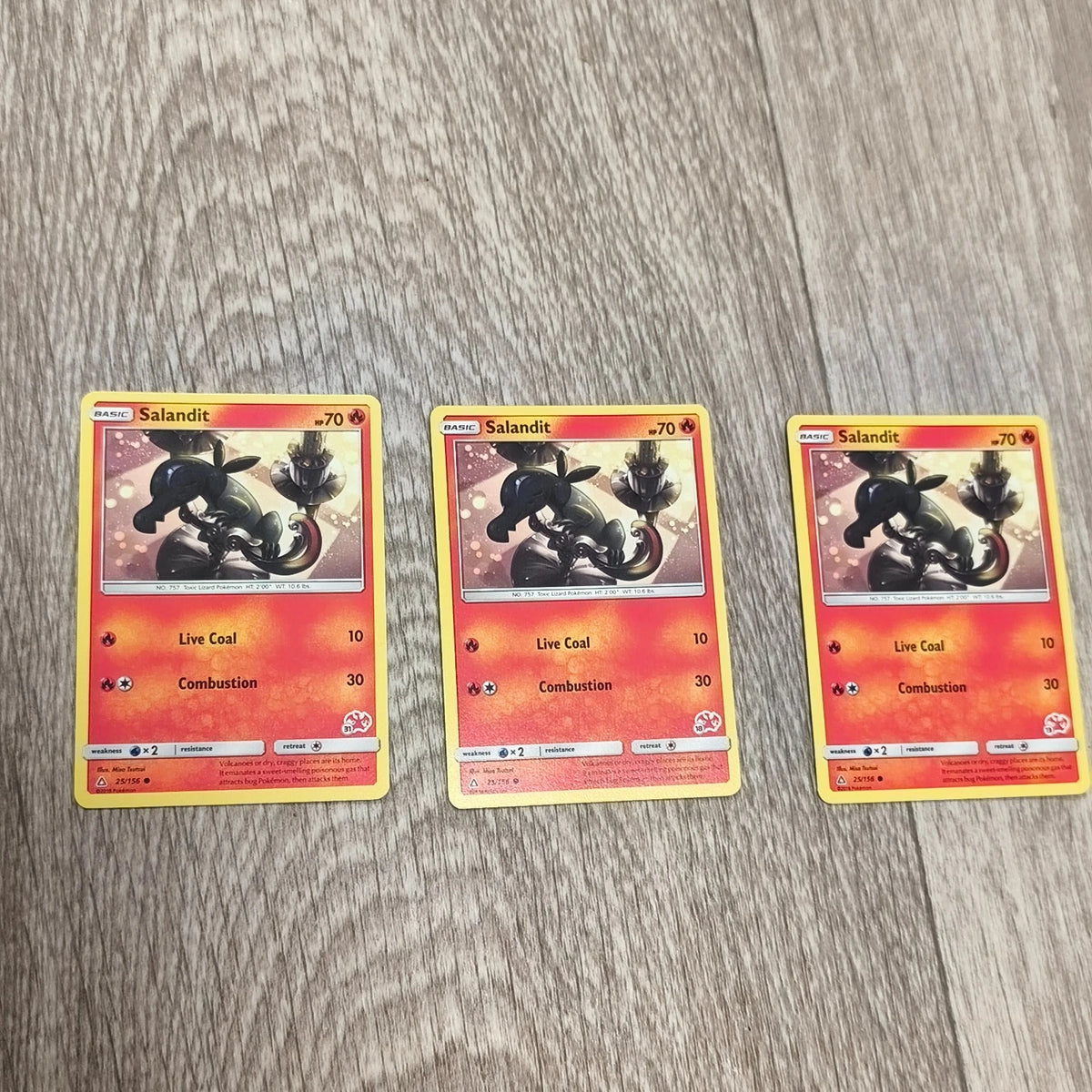 3x Pokemon Salandit 25/156 Sun & Moon Ultra Prism Common TCG Card Lot