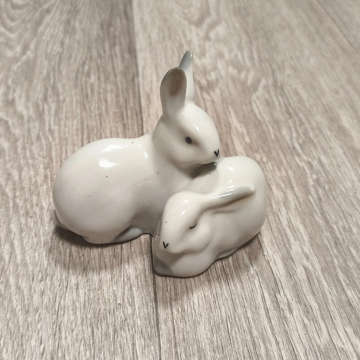 Vintage USSR Soviet Porcelain Rabbits Figurine Artel Progress Leningrad 1950