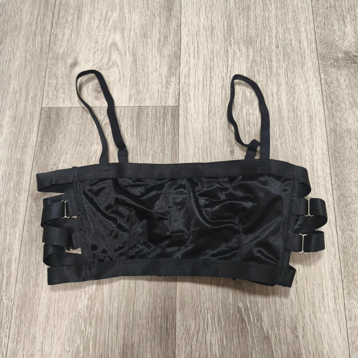 ASOS Black Strappy Caged Bralette Bra Top Cut Out Womens Size US 8 UK 12 EU 40
