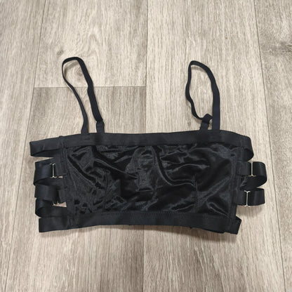 ASOS Black Strappy Caged Bralette Bra Top Cut Out Womens Size US 8 UK 12 EU 40