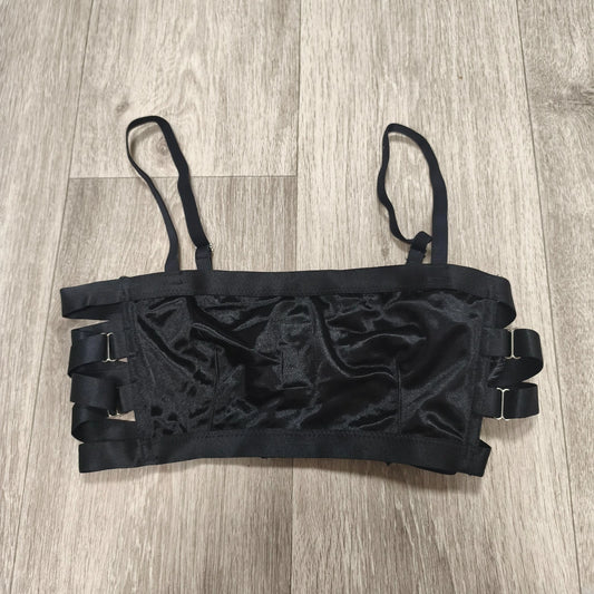 ASOS Black Strappy Caged Bralette Bra Top Cut Out Womens Size US 8 UK 12 EU 40