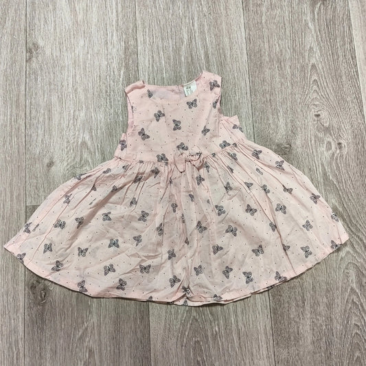 H&M Baby Girls Pink Butterfly Print Dress Sleeveless Bow Size 4-6 Months EUR 68
