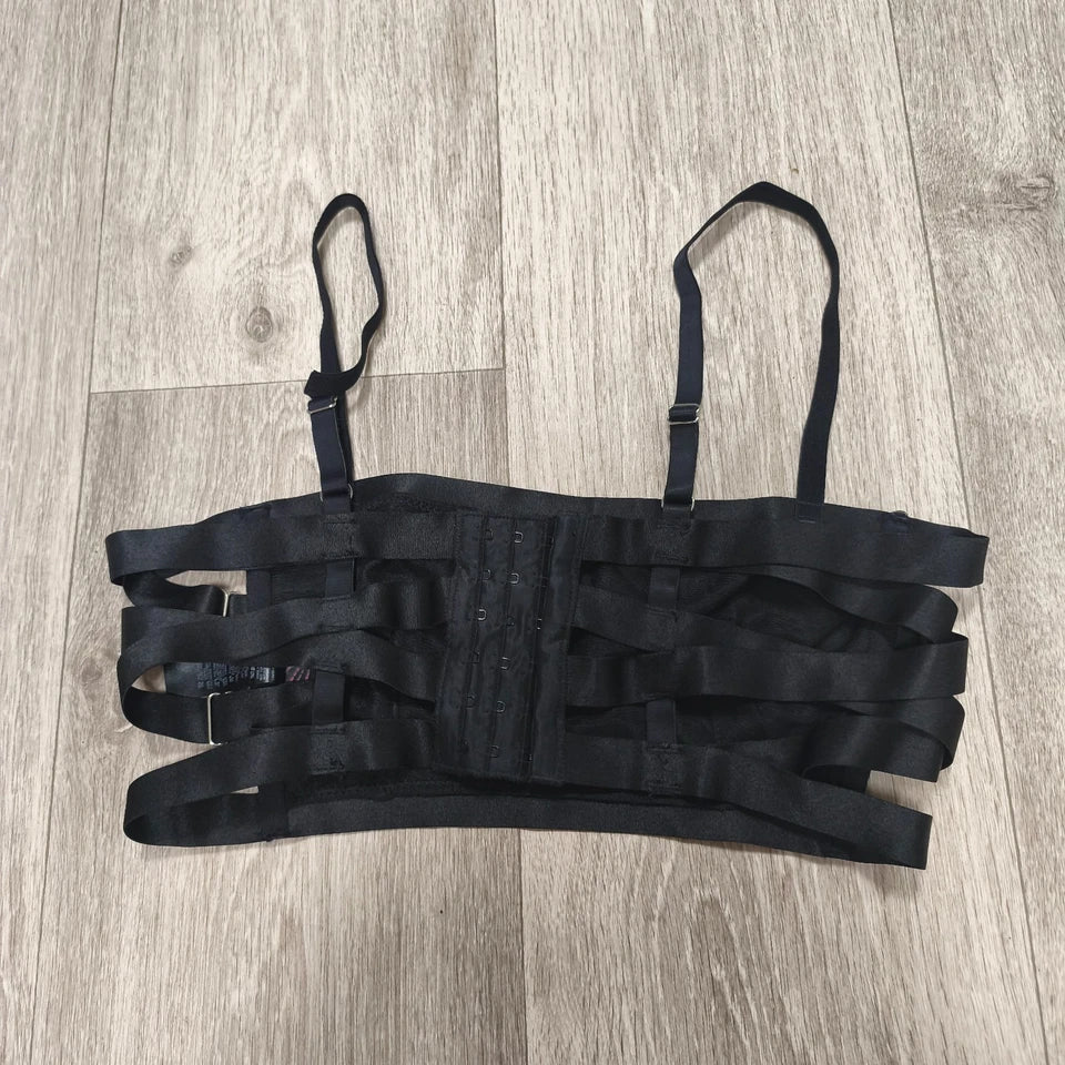 ASOS Black Strappy Caged Bralette Bra Top Cut Out Womens Size US 8 UK 12 EU 40