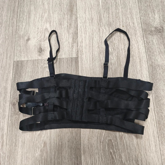 ASOS Black Strappy Caged Bralette Bra Top Cut Out Womens Size US 8 UK 12 EU 40