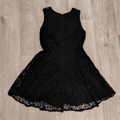 TINC London Womens Black Lace Embroidered Fit Flare Mini Dress Sleeveless Size S