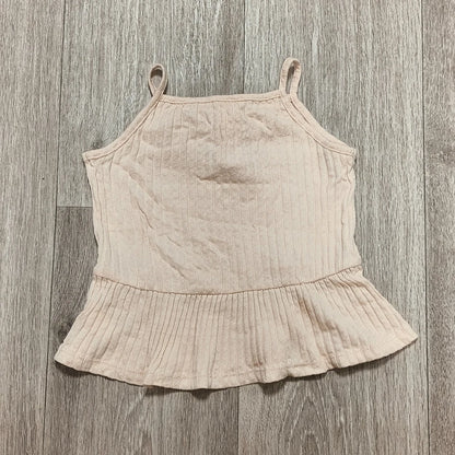 George Girls Pink Ribbed Cami Tank Top Peplum Henley Button 2-3 Years