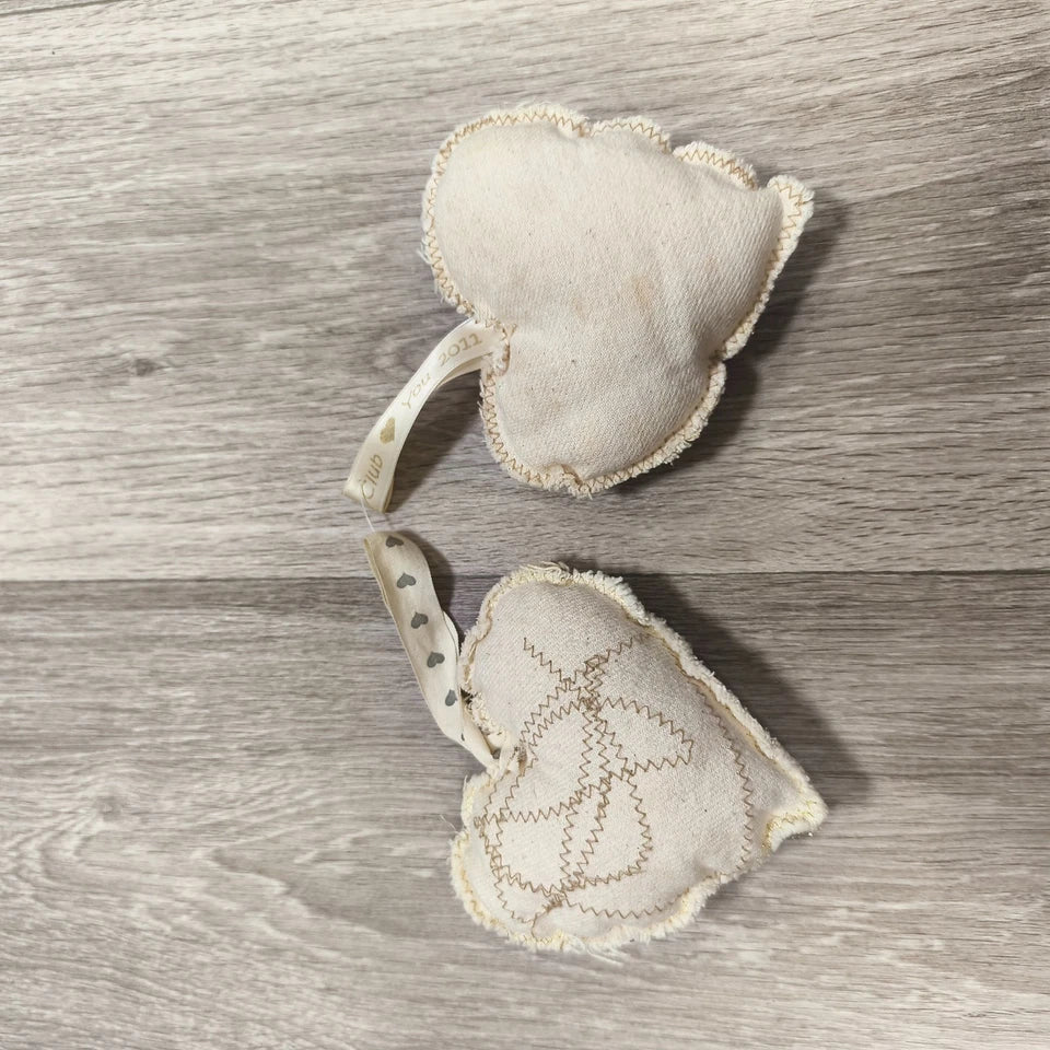 Set 2 Leicestershire Club You 2011 Fabric Heart Hanging Ornaments Gold Decor