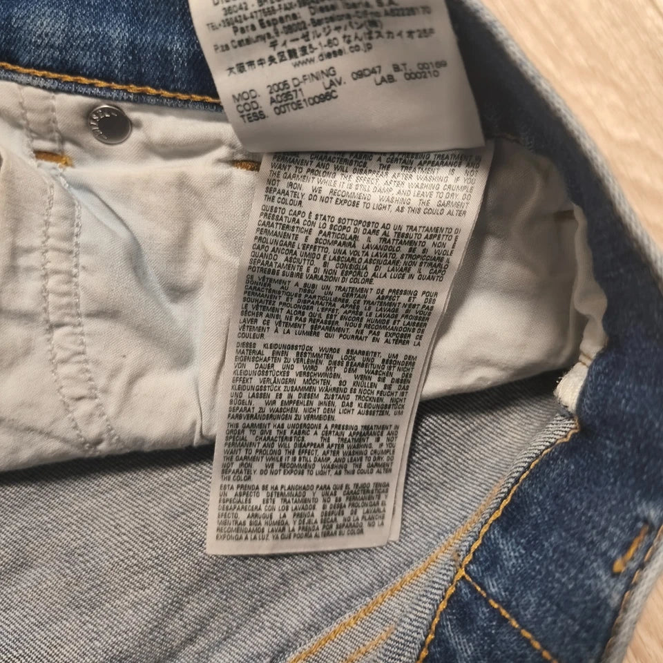Diesel 2005 D-Fining Tapered Jeans W29 L32 Blue Denim Mens Pants Stretch