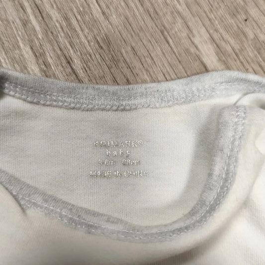 Primark Baby Bodysuit 3-6 Months White Grey Wish Upon A Star Short Sleeve Vest
