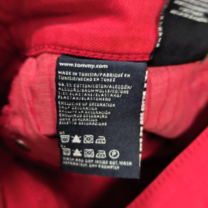Tommy Hilfiger Rome Women Size 4 Red Denim Skirt Regular Fit 5 Pocket