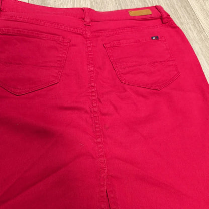 Tommy Hilfiger Rome Women Size 4 Red Denim Skirt Regular Fit 5 Pocket