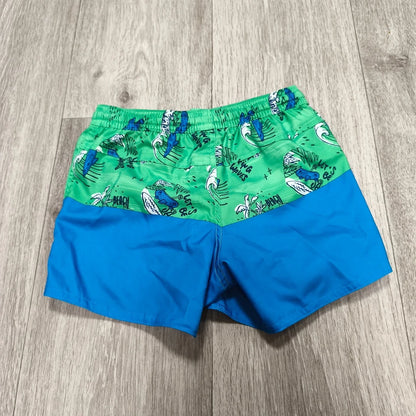 OLAIAN Swim Shorts Board Trunks Blue Green Surf Beach Graphic Drawstring