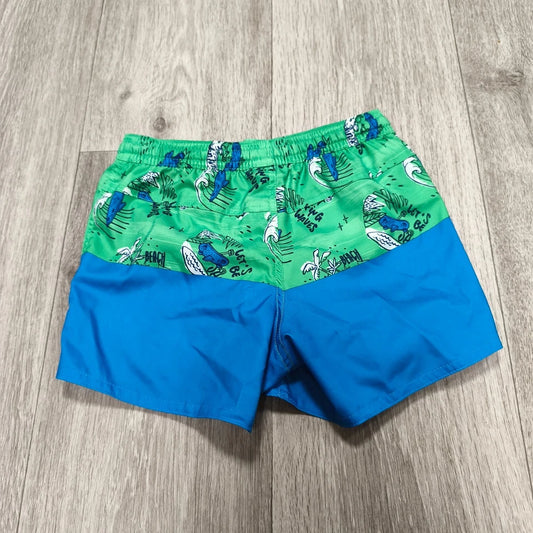 OLAIAN Swim Shorts Board Trunks Blue Green Surf Beach Graphic Drawstring