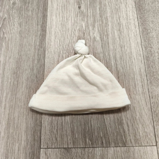 Next Baby Top Knot Hat Beanie White Striped 100% Cotton 0-3 Months
