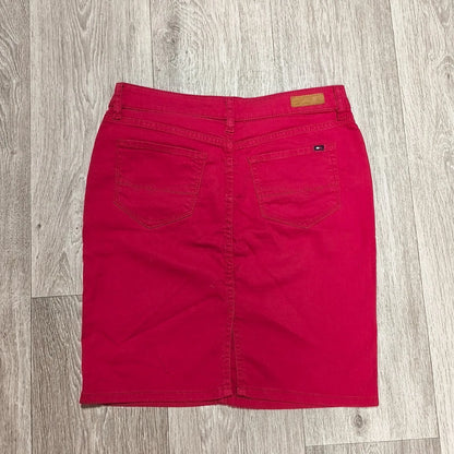 Tommy Hilfiger Rome Women Size 4 Red Denim Skirt Regular Fit 5 Pocket