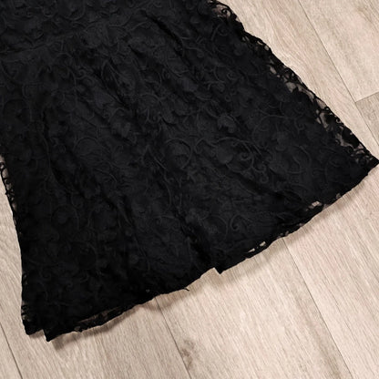 TINC London Womens Black Lace Embroidered Fit Flare Mini Dress Sleeveless Size S