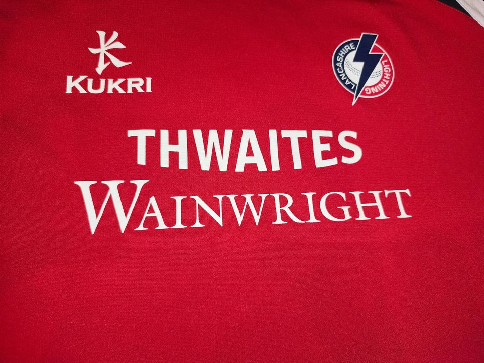 Kukri Lancashire Lightning Cricket Shirt XL Red Thwaites Wainwright Jersey VTG