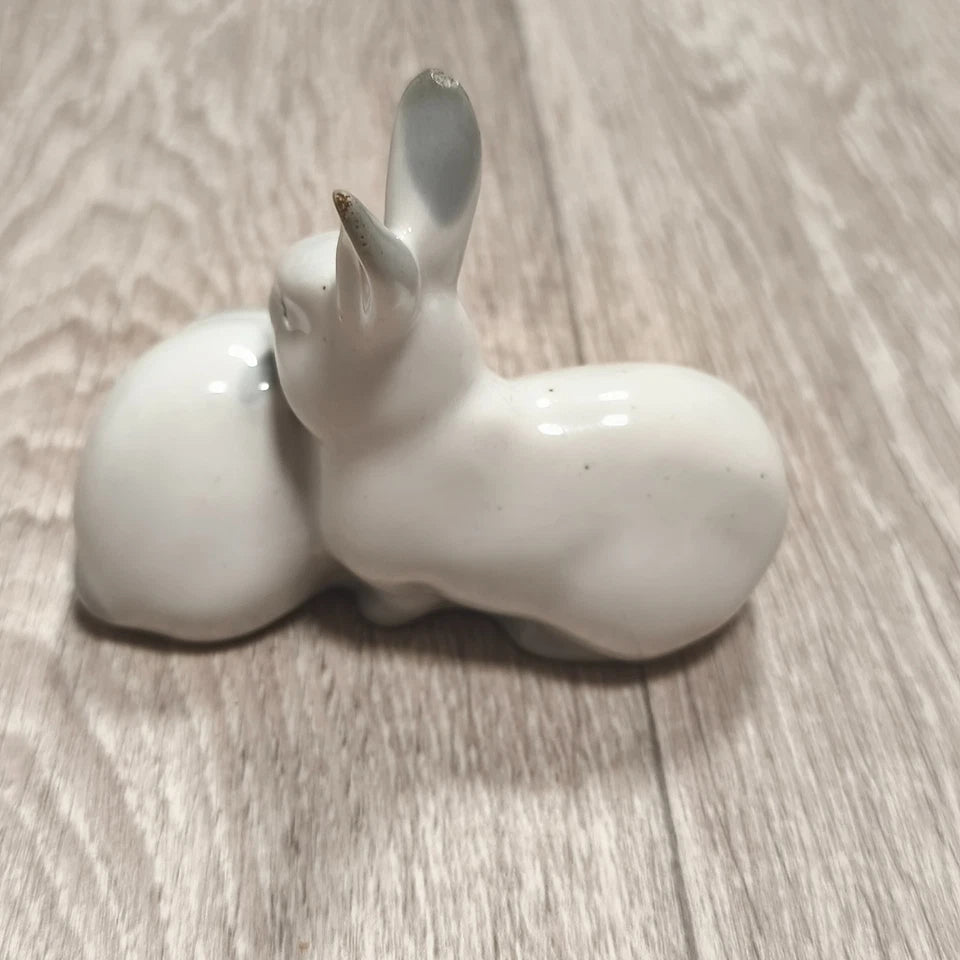 Vintage USSR Soviet Porcelain Rabbits Figurine Artel Progress Leningrad 1950