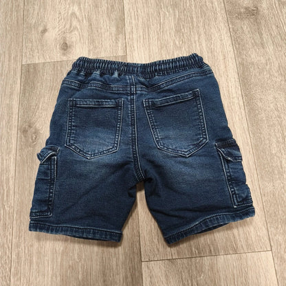 Next Boys Denim Cargo Shorts Size 4 Yrs 104cm Elastic Waist Blue Jorts