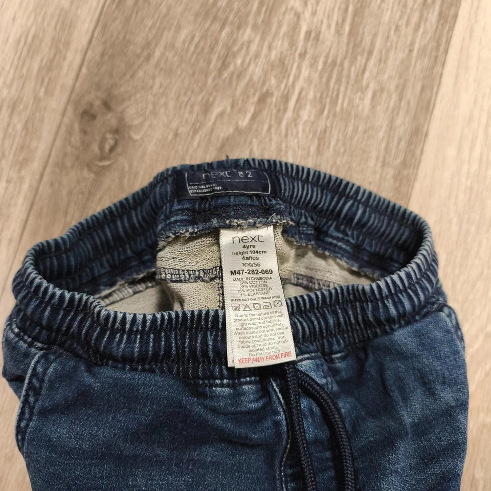 Next Boys Denim Cargo Shorts Size 4 Yrs 104cm Elastic Waist Blue Jorts