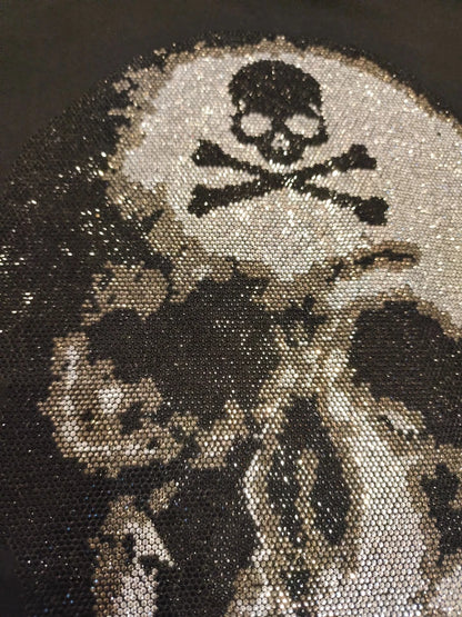 PHILIPP PLEIN Platinum Cut Sweatshirt Black Rhinestone Crystal Skull Men L XL
