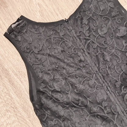 TINC London Womens Black Lace Embroidered Fit Flare Mini Dress Sleeveless Size S