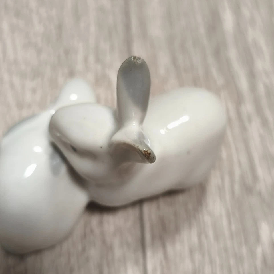 Vintage USSR Soviet Porcelain Rabbits Figurine Artel Progress Leningrad 1950