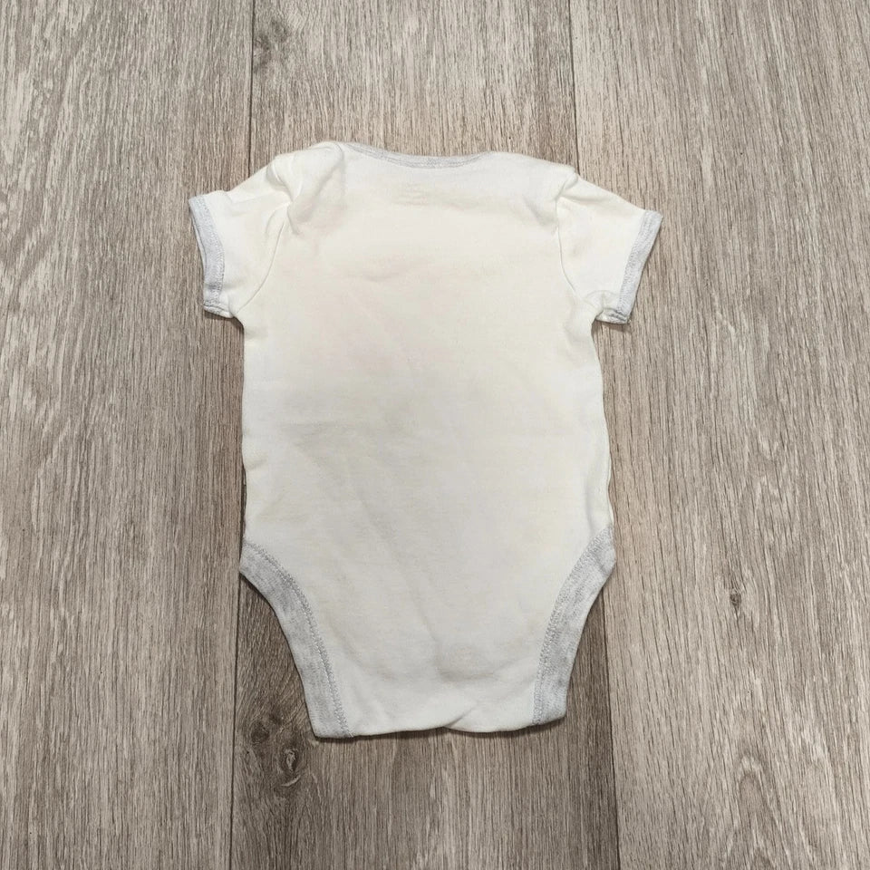 Primark Baby Bodysuit 3-6 Months White Grey Wish Upon A Star Short Sleeve Vest