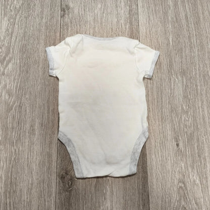 Primark Baby Bodysuit 3-6 Months White Grey Wish Upon A Star Short Sleeve Vest