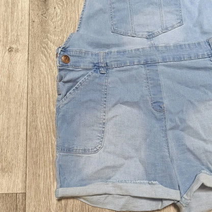 Nutmeg Girls Light Blue Denim Dungaree Shorts Overalls Size 12-13 Years