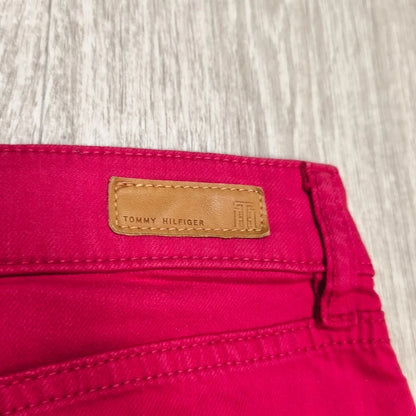Tommy Hilfiger Rome Women Size 4 Red Denim Skirt Regular Fit 5 Pocket