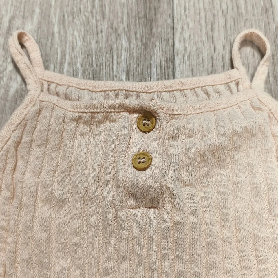 George Girls Pink Ribbed Cami Tank Top Peplum Henley Button 2-3 Years
