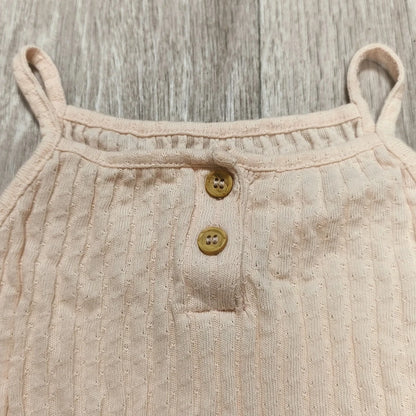 George Girls Pink Ribbed Cami Tank Top Peplum Henley Button 2-3 Years