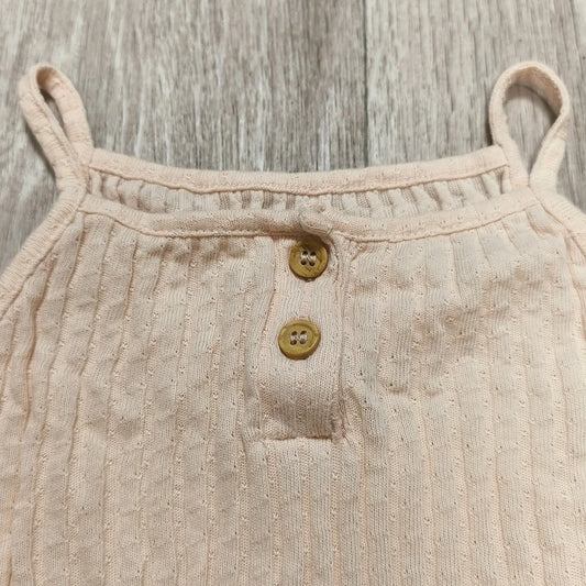 George Girls Pink Ribbed Cami Tank Top Peplum Henley Button 2-3 Years