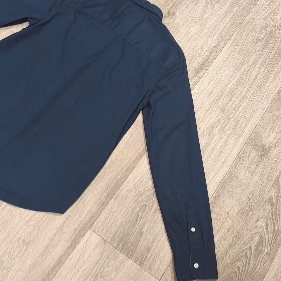 H&M L.O.G.G. Boys Navy Blue Long Sleeve Shirt Size US 12-13Y 100% Cotton
