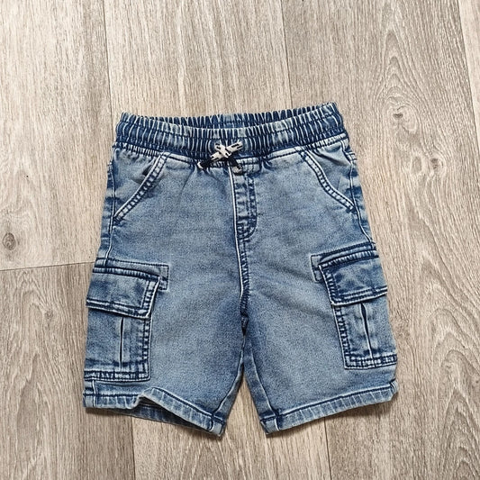 Tu Kids Boys Blue Denim Cargo Shorts Elastic Waist 3-4 Years (98-104 cm)