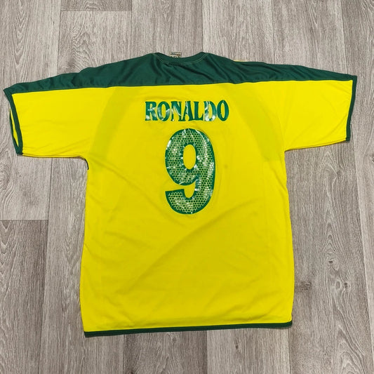 Vintage Dupla Sport Brazil Ronaldo #9 Soccer Jersey Yellow Green Size Unknown
