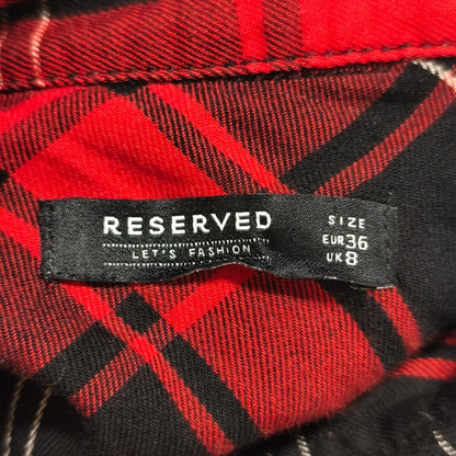 RESERVED Womens Red Black Plaid Shirt Embroidered Rose Pocket Size UK 8 EUR 36