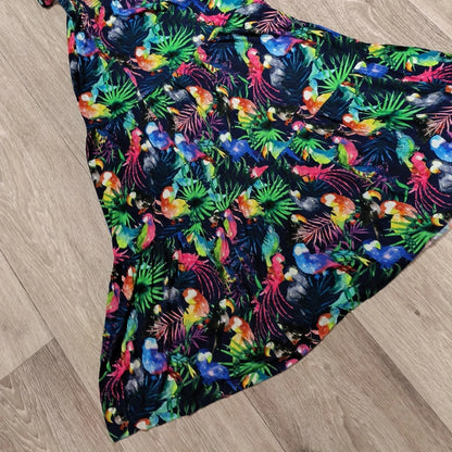 Next Girls Tropical Parrot Print Tiered Dress Age 9 Yrs 134cm Smocked Sundress