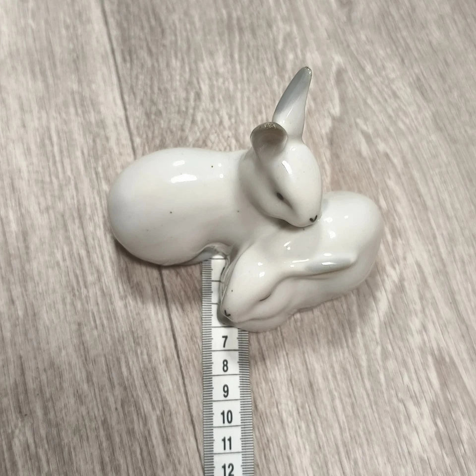 Vintage USSR Soviet Porcelain Rabbits Figurine Artel Progress Leningrad 1950