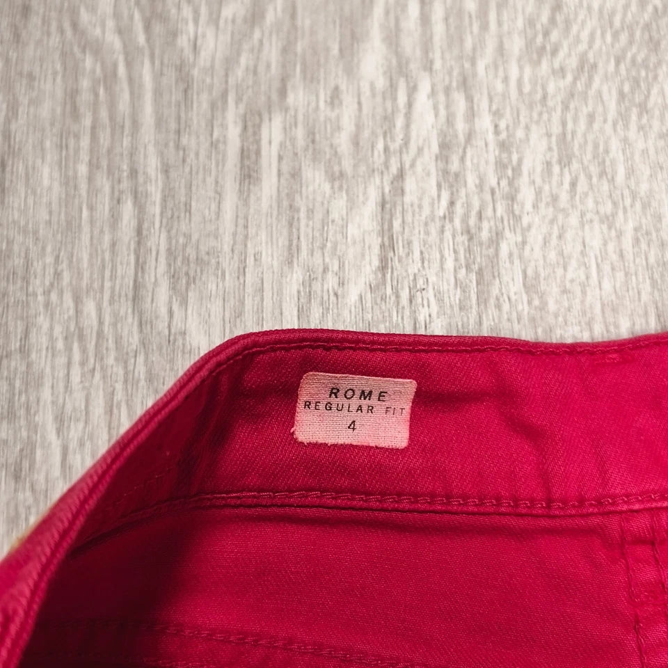 Tommy Hilfiger Rome Women Size 4 Red Denim Skirt Regular Fit 5 Pocket
