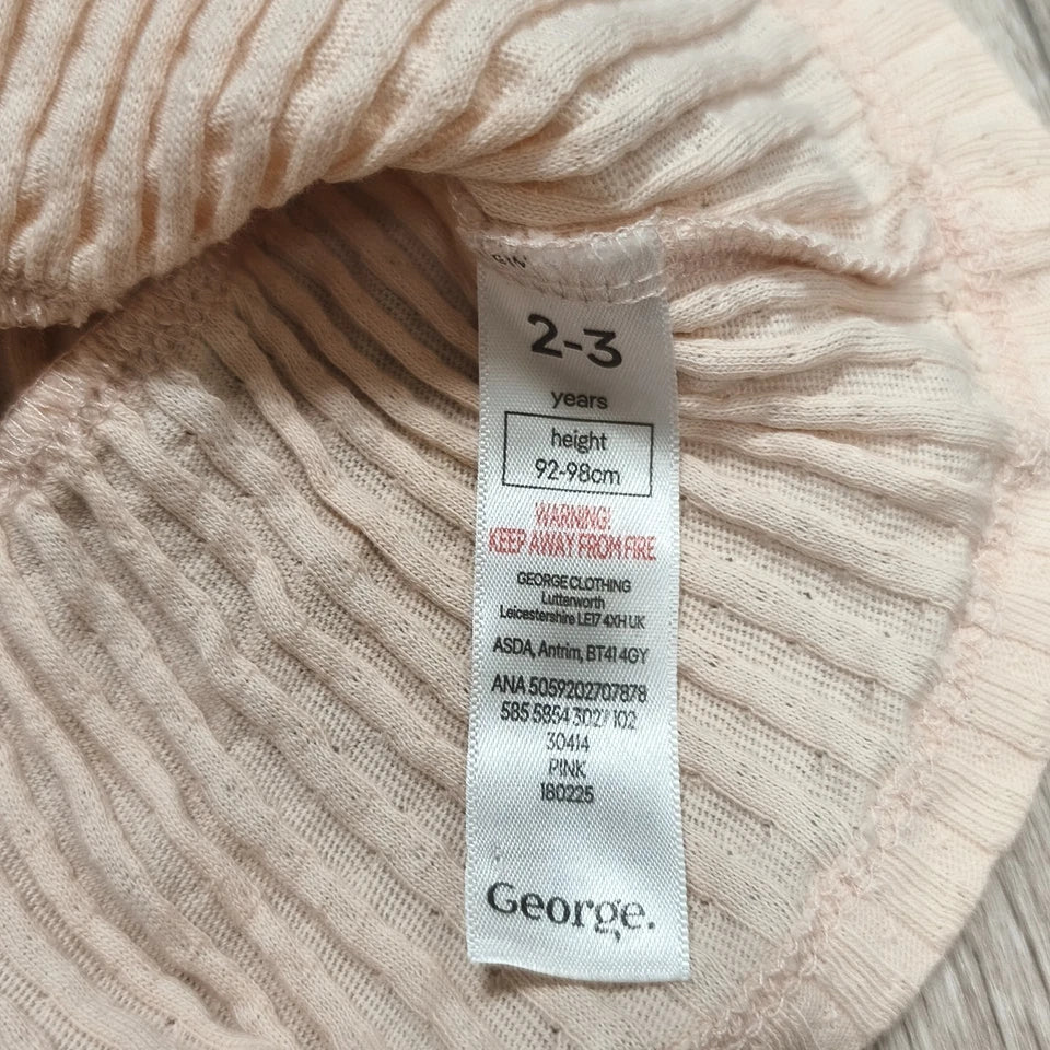 George Girls Pink Ribbed Cami Tank Top Peplum Henley Button 2-3 Years