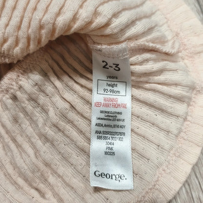 George Girls Pink Ribbed Cami Tank Top Peplum Henley Button 2-3 Years